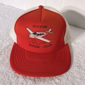 Vintage Orange Cream Hinton Flying Club Mesh Back Snap Back Trucker Hat